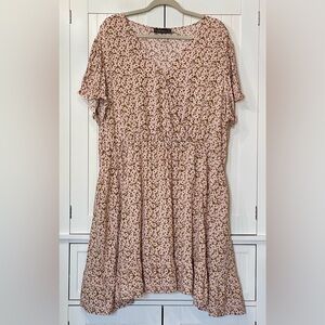 Celkuser Pink Floral Midi Dress